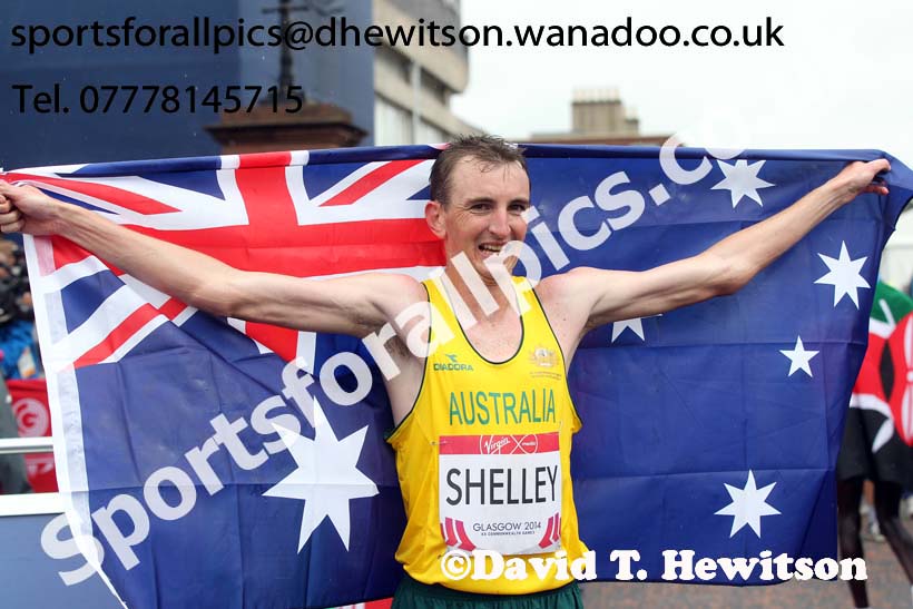 Michael Shelley (Australia) winner of the mens Commonwealth Games Marathon, Glasgow. Photo: David T. Hewitson/Sports for All Pics